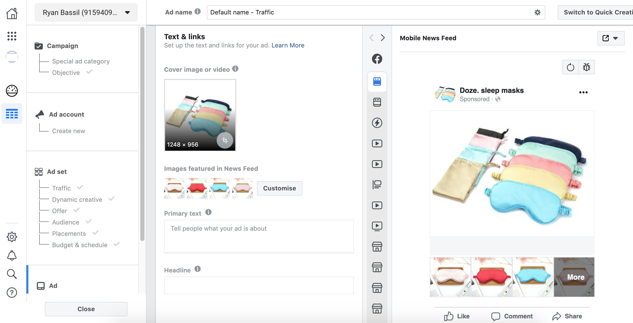 Facebook advertising portal screenshot