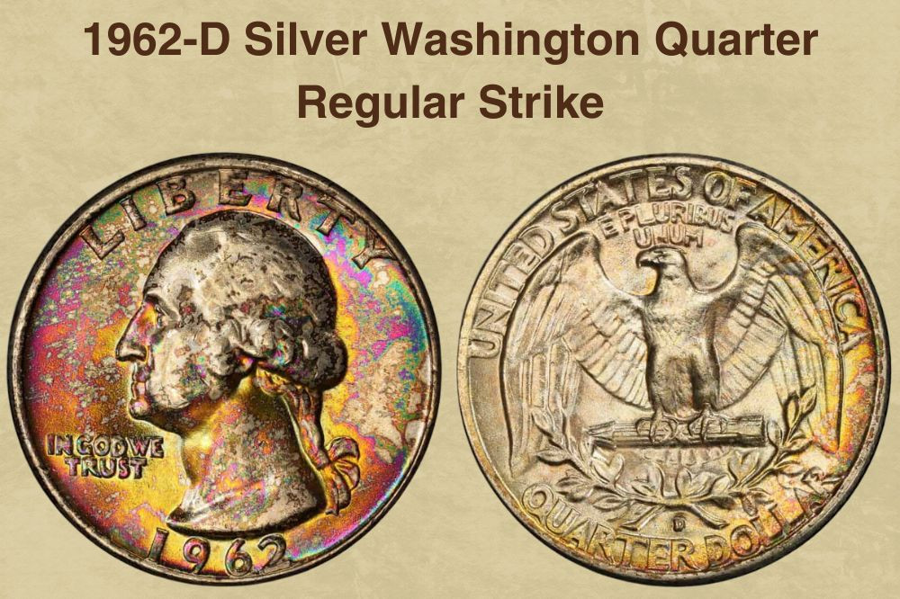 Image showing a 1962-D Silver Washington Quarter Regular Strike, emphasizing the silver composition and the classic design elements of the Washington Quarter series, valuable for both its material and collectible aspects as &quot;money of pictures&quot;.