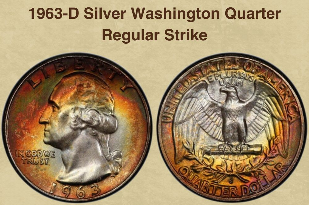 Obverse of a 1963-D Silver Washington Quarter showcasing the iconic portrait of George Washington