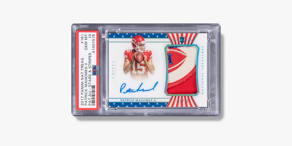 2017 Panini National Treasure Patrick Mahomes II Patch Autograph - Stars and Stripes #161