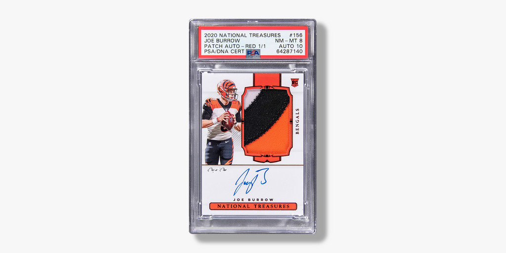 2020 National Treasures Joe Burrow Patch Autographs- RED 1 (#1/1) #156