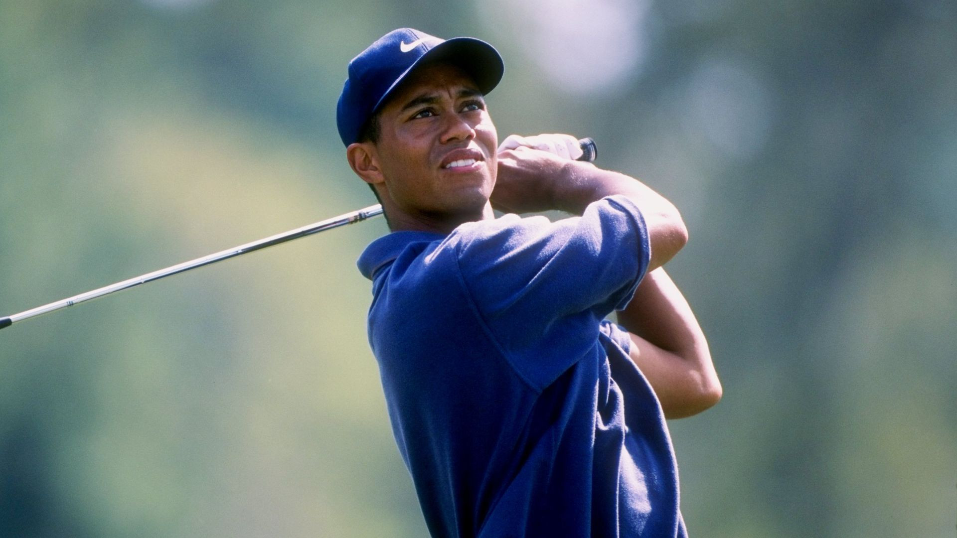 Tiger Woods pictured at the 1997 Tour Championship, marking his first year leading the PGA money list and the beginning of a dominant era in golf earnings.