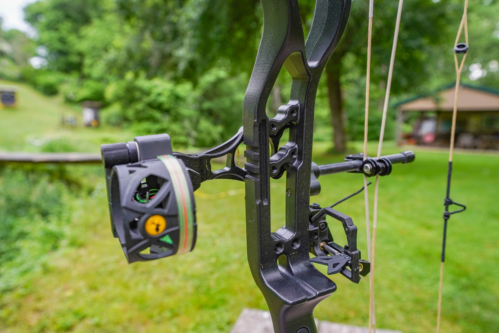 Close-up of the Picatinny sight mount on the Bear Alaskan XT compound bow