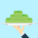 Cash served on a dish platter.