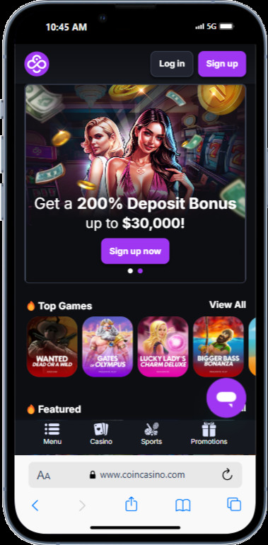 coincasino mobile view