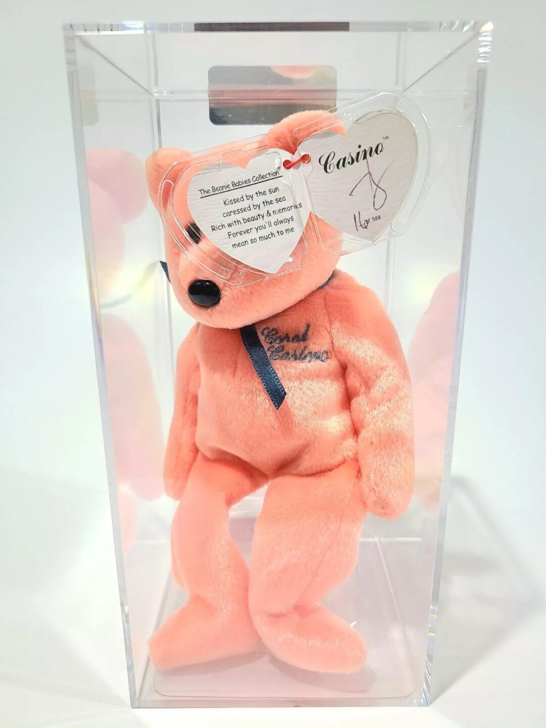 coral casino bear beanie baby