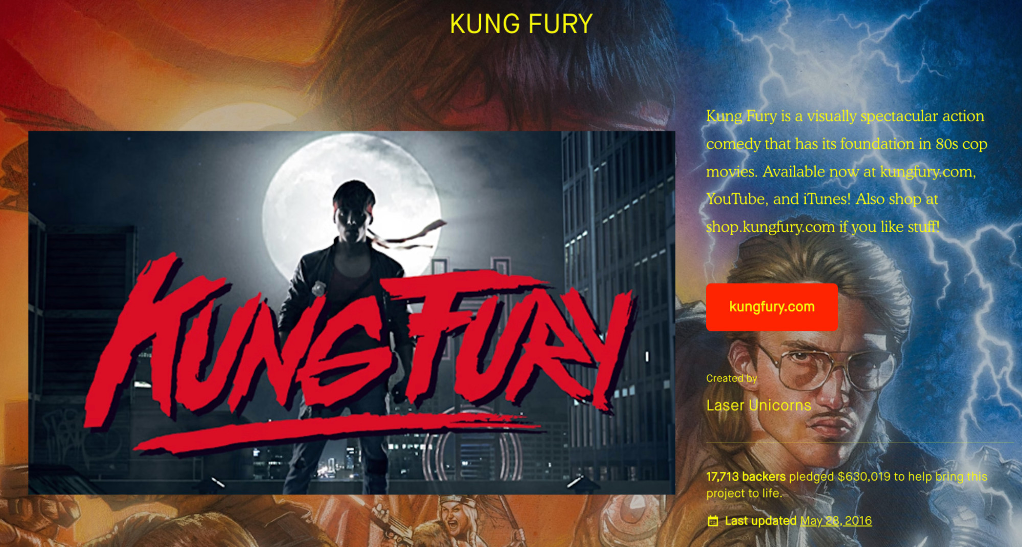 a kickstart campaign for Kung Fury movie with preview