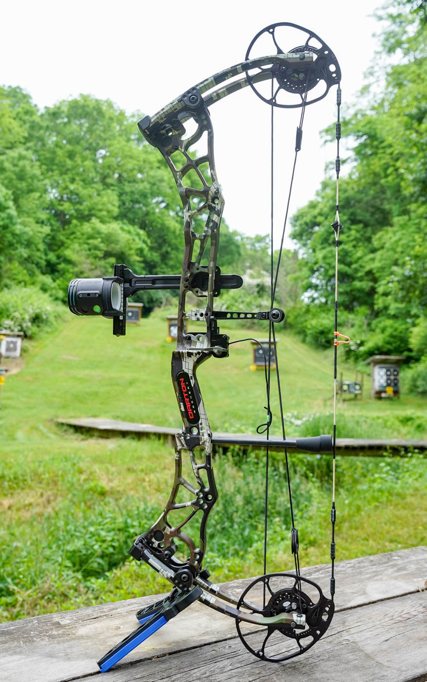 Close-up of the Darton Consequence compound bow during testing