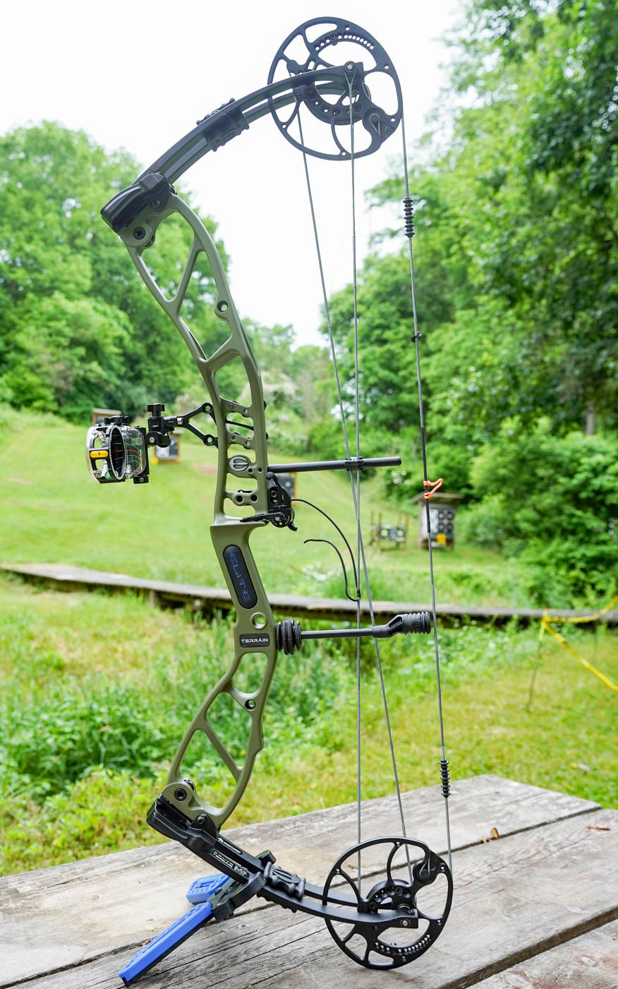 The Elite Terrain compound bow, blending flagship aesthetics with budget value.