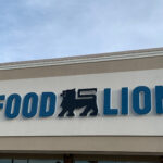 Exterior of a Food Lion grocery store with the Food Lion logo prominently displayed
