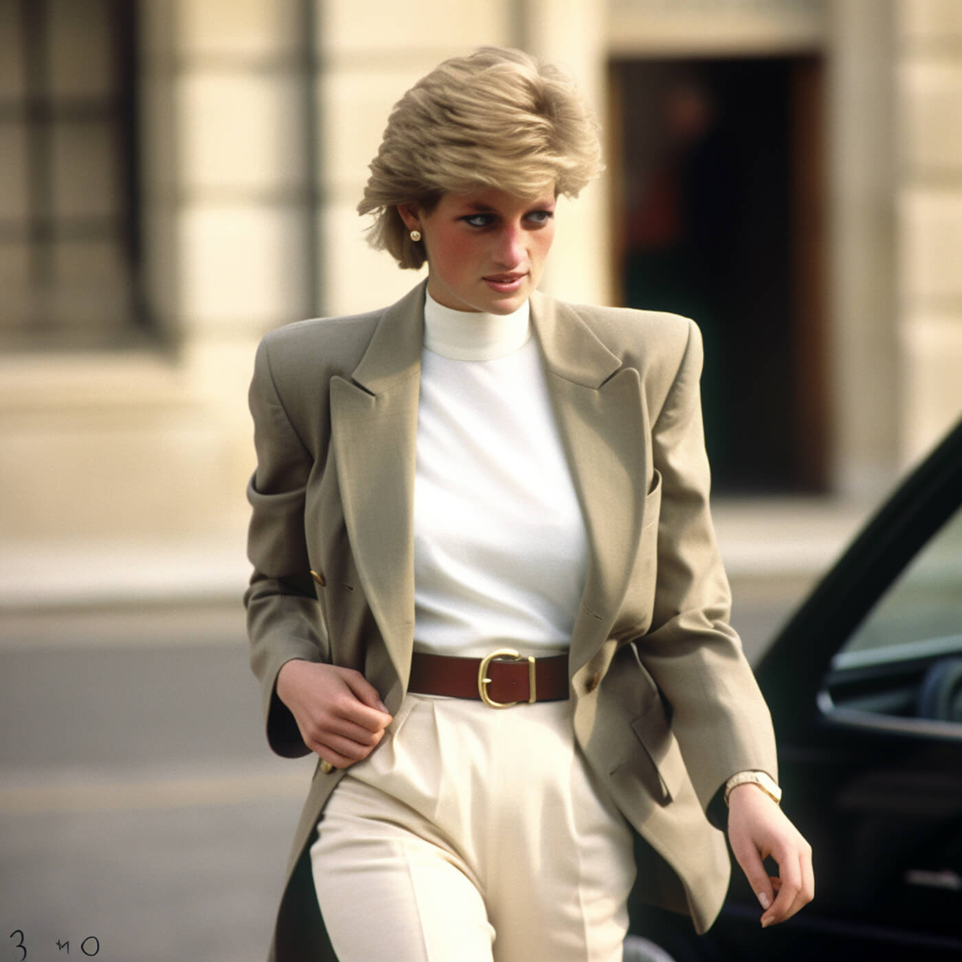 Princess Diana wearing a blazer, embodying her iconic old money inspired style