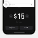 iPhone showing how to send money in the Messages app using Apple Cash