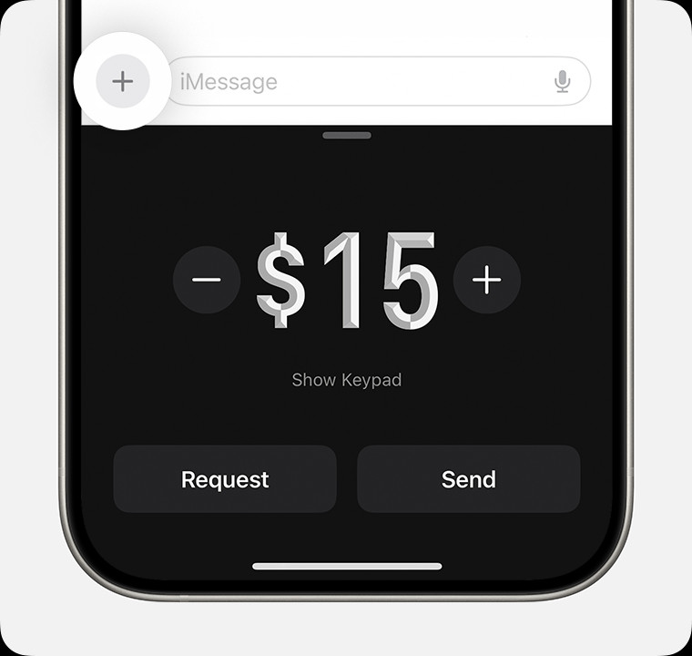 Image of sending money in the Messages app on iPhone