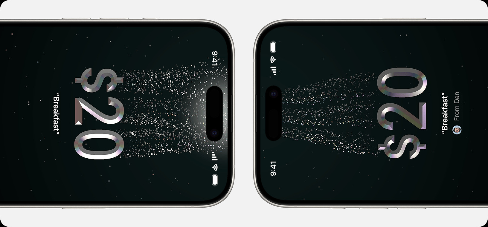 Image of two iPhones using Tap to Cash feature