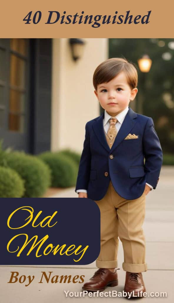 A smart looking toddler boy dressed in a suit outside a grand house showcasing old money fashion