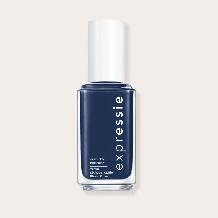 Essie Left on Shred navy blue nail polish for old money nails.