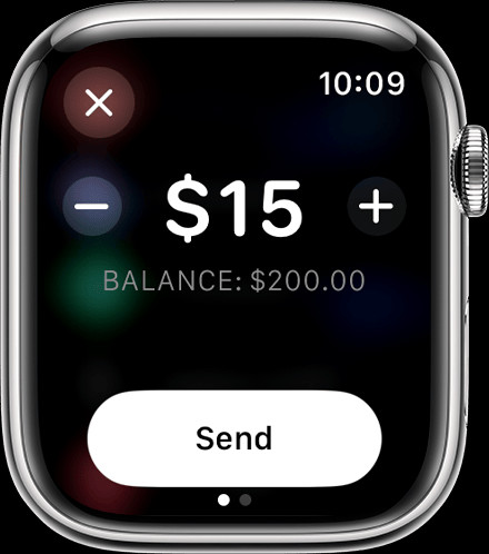 Image of sending money in the Messages app on Apple Watch