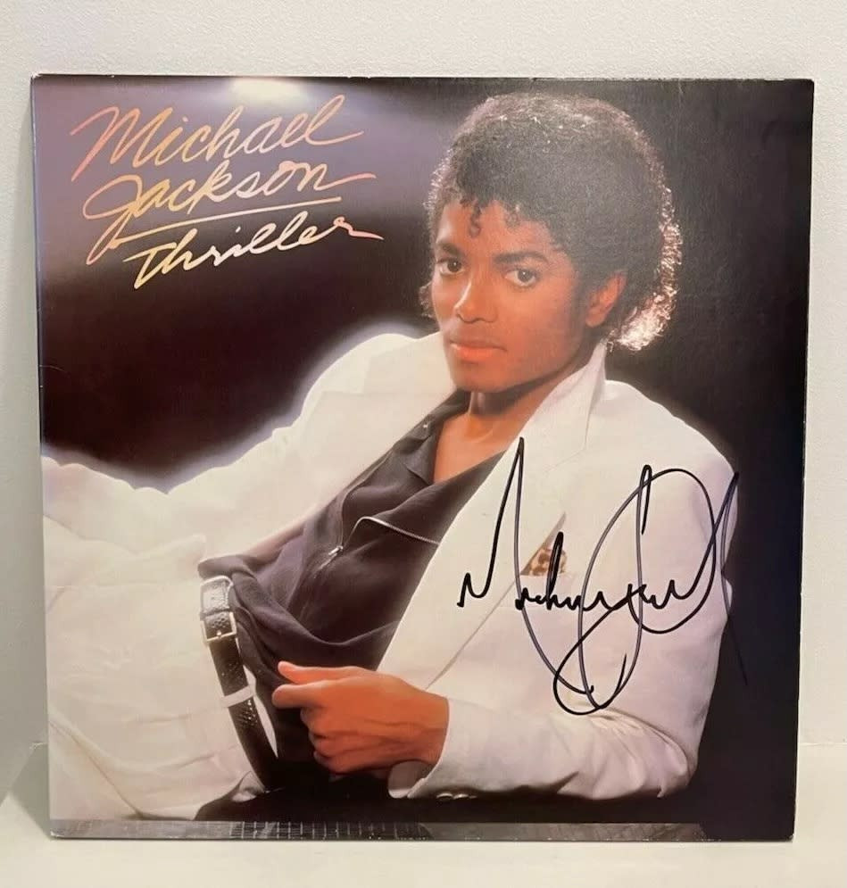 The cover of Michael Jackson's 'Thriller,' emphasizing its cultural impact and the high value of signed copies.
