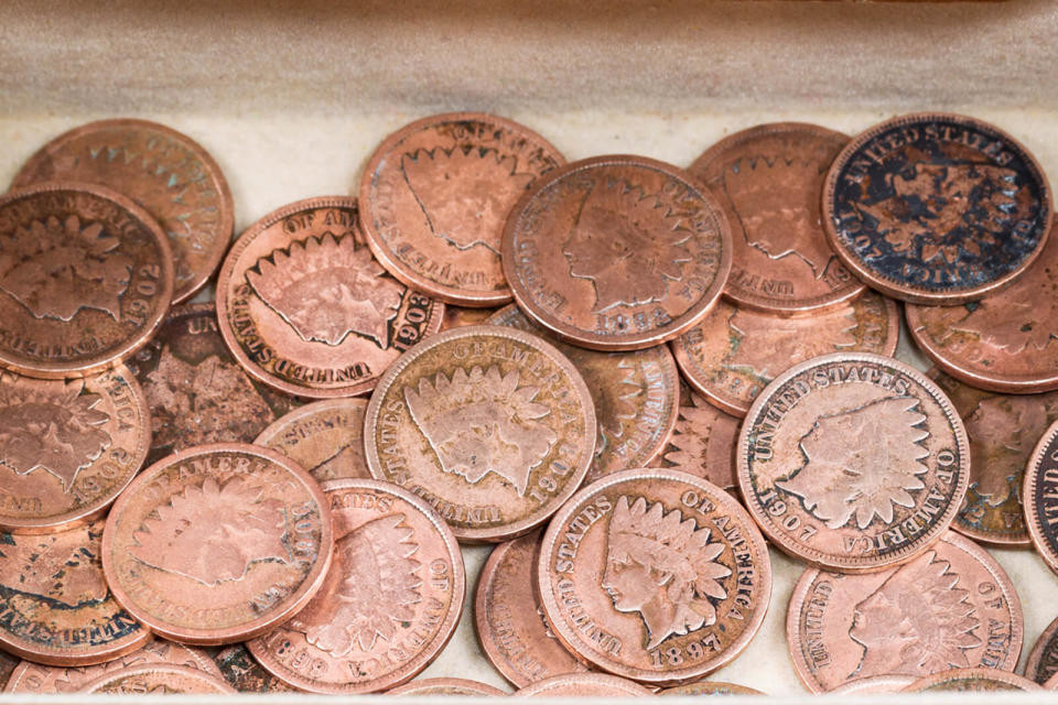 Pile of Old US Wheat Pennies