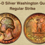 Close-up of a 1964 D Silver Washington Quarter Regular Strike