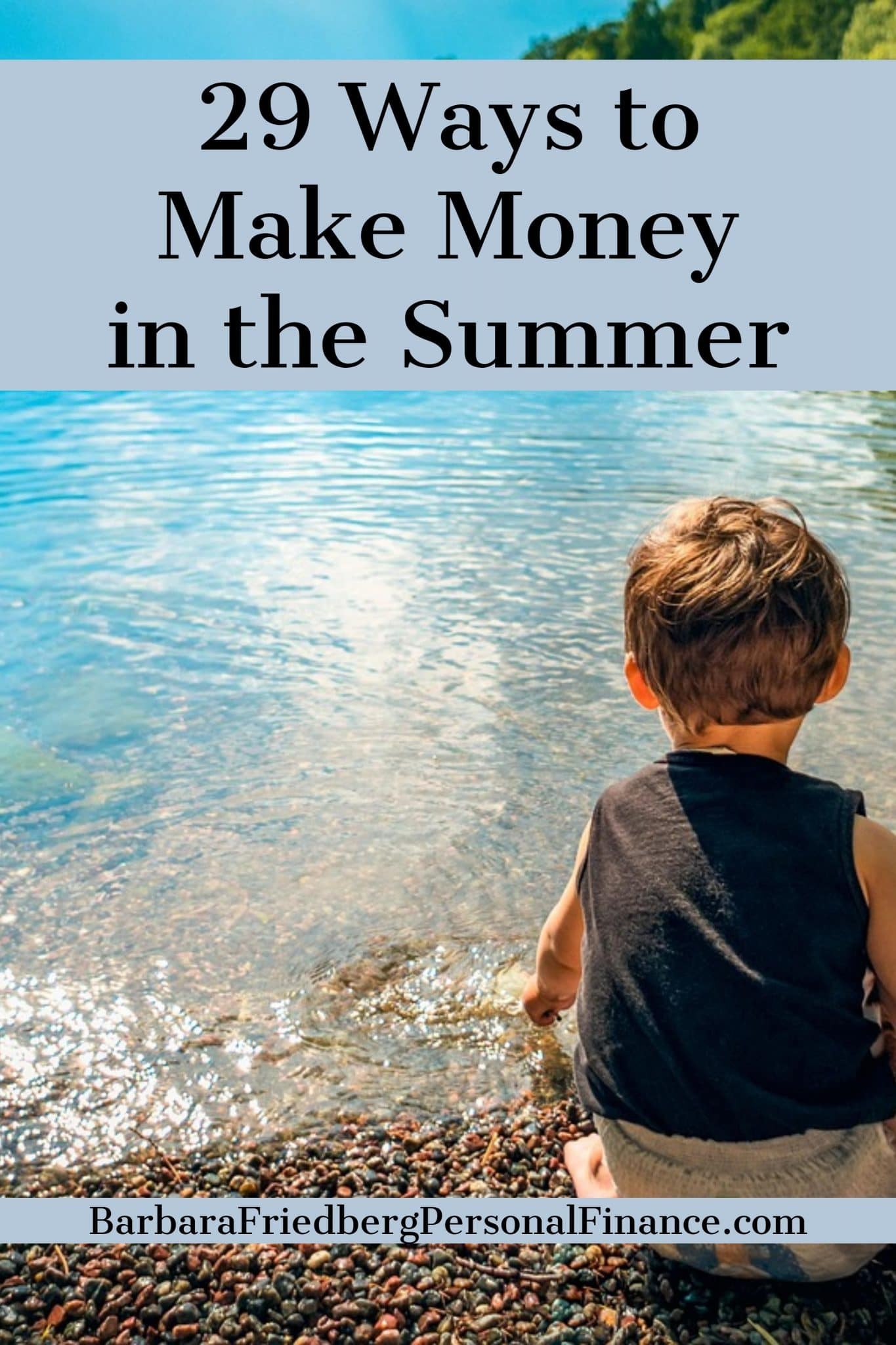 Woman holding cash and smiling, surrounded by summer-themed icons, representing summer income opportunities