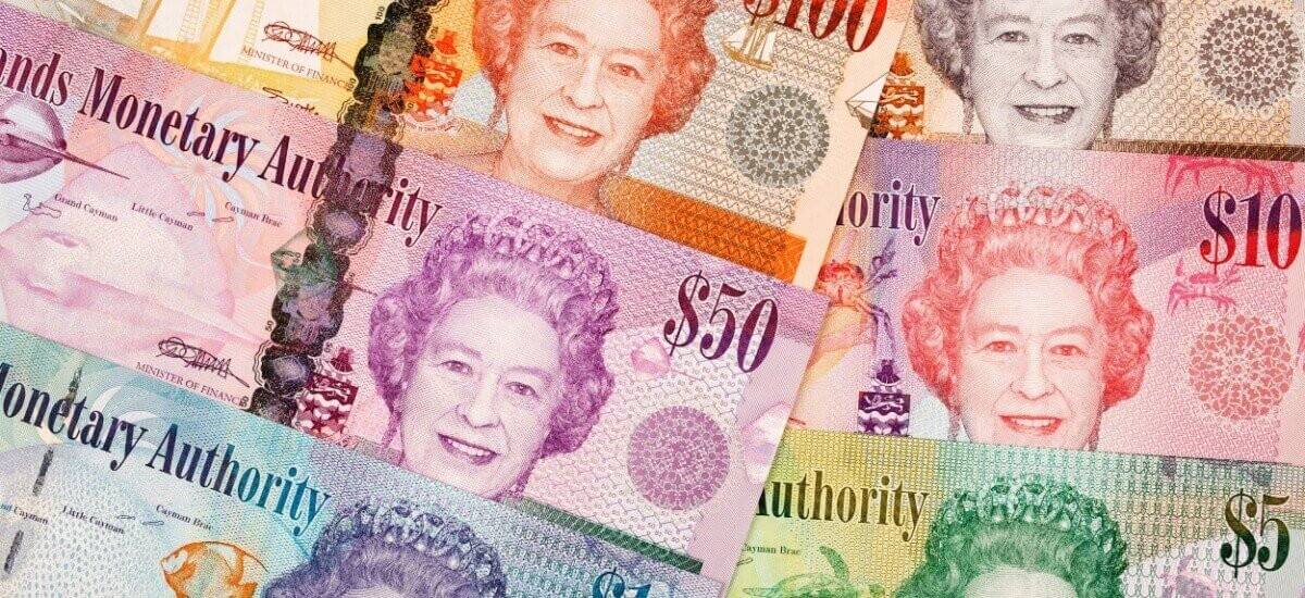 Collection of Cayman Islands dollars bank notes