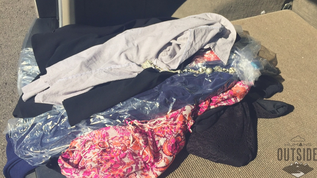 Pile of clothes taken into Clothes Mentor, showing only 1/3 returned