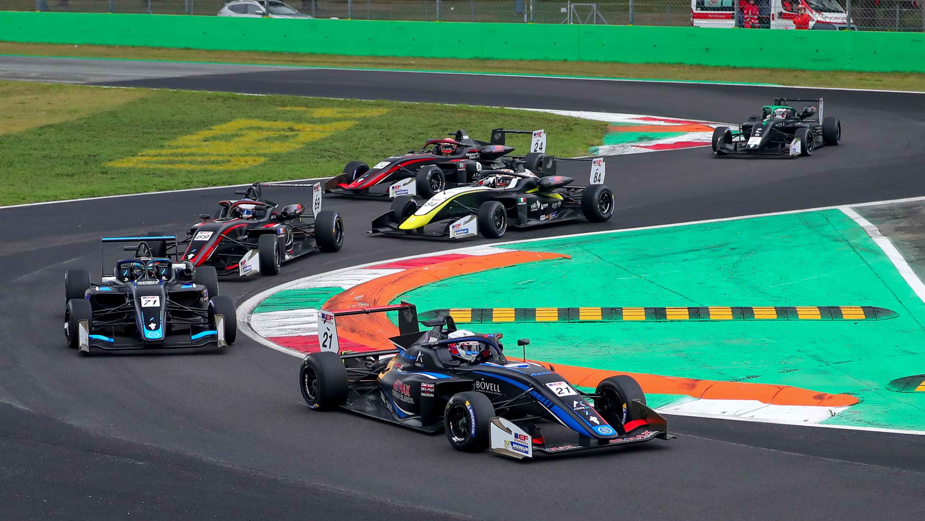 Euroformula Open at Monza in 2022. Six cars pictured.