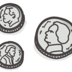 German coins labeled with their value
