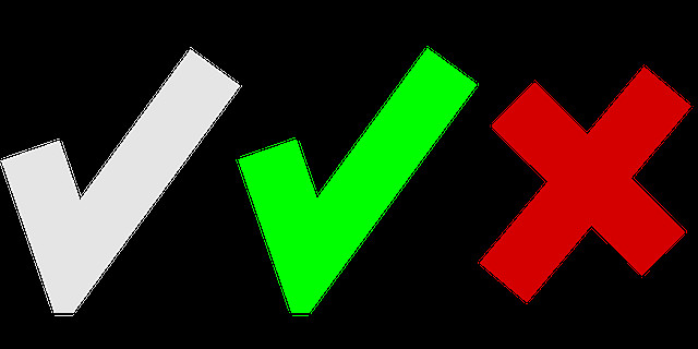 Checkmarks next to items on a list