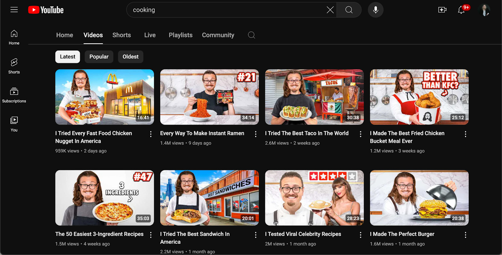 Food and cooking channels are also extremely popular on YouTube