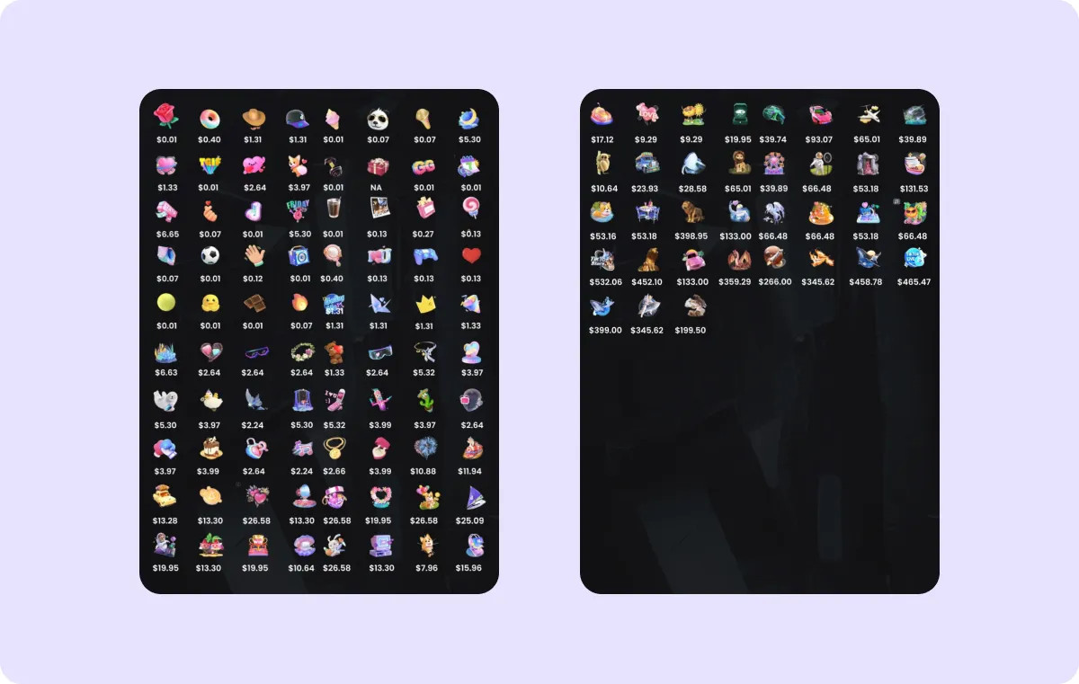 Infographic illustrating the USD values of various virtual gifts on TikTok, showing the difference between coin value and actual payout after TikTok's commission, helping creators understand their potential earnings.