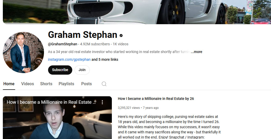 Graham Stephan promoting financial courses and earning commissions through affiliate marketing