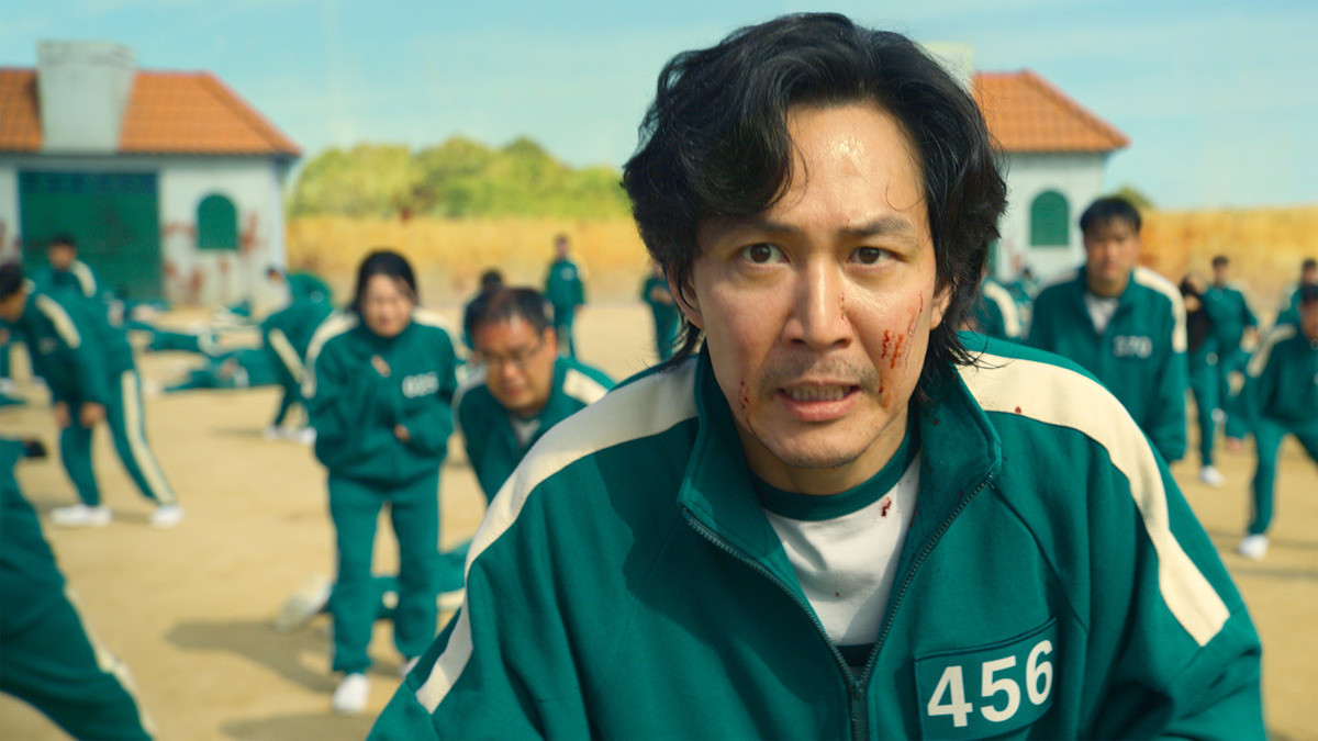 Lee Jung-jae as Seong Gi-hun during the red light green light game in