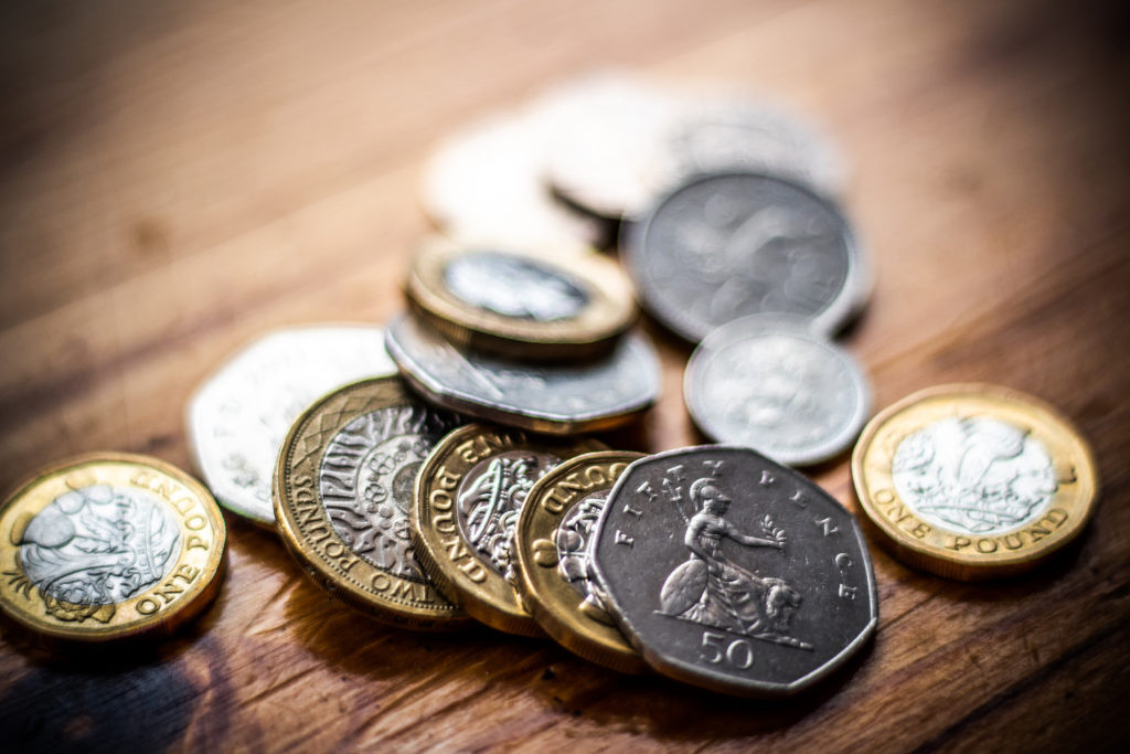 An assortment of British coins