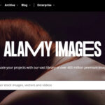 Alamy Images homepage showing a search bar for people to find royalty-free images
