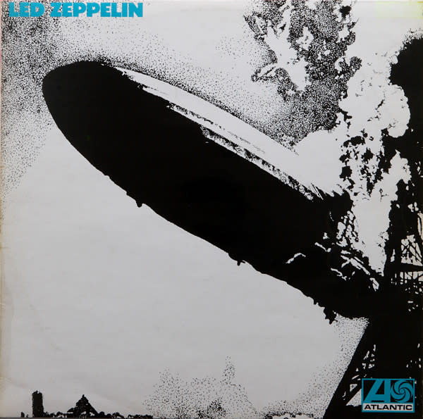 A Led Zeppelin album cover with turquoise lettering, marking it as a rare first pressing and a valuable collectible.