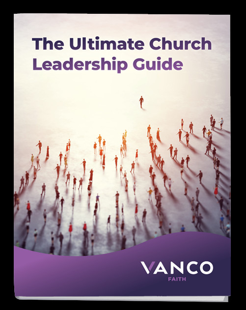 Cover image of the Ultimate Church Leadership Guide, offering insights into effective leadership models, volunteer recruitment, financial stewardship, and strategies for handling challenging situations within the church community.