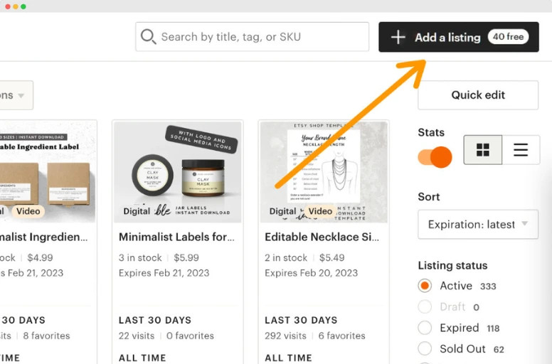 Etsy Free Listings