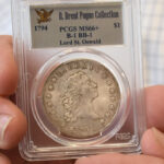 The 1794 Flowing Hair Silver Dollar, considered one of the most valuable coins due to its historical significance and rarity