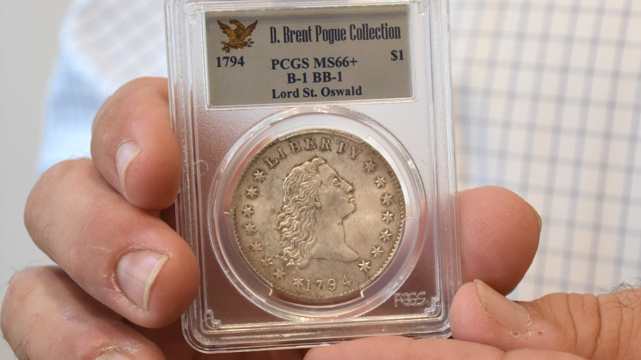 The 1794 Flowing Hair Silver Dollar, considered one of the most valuable coins due to its historical significance and rarity