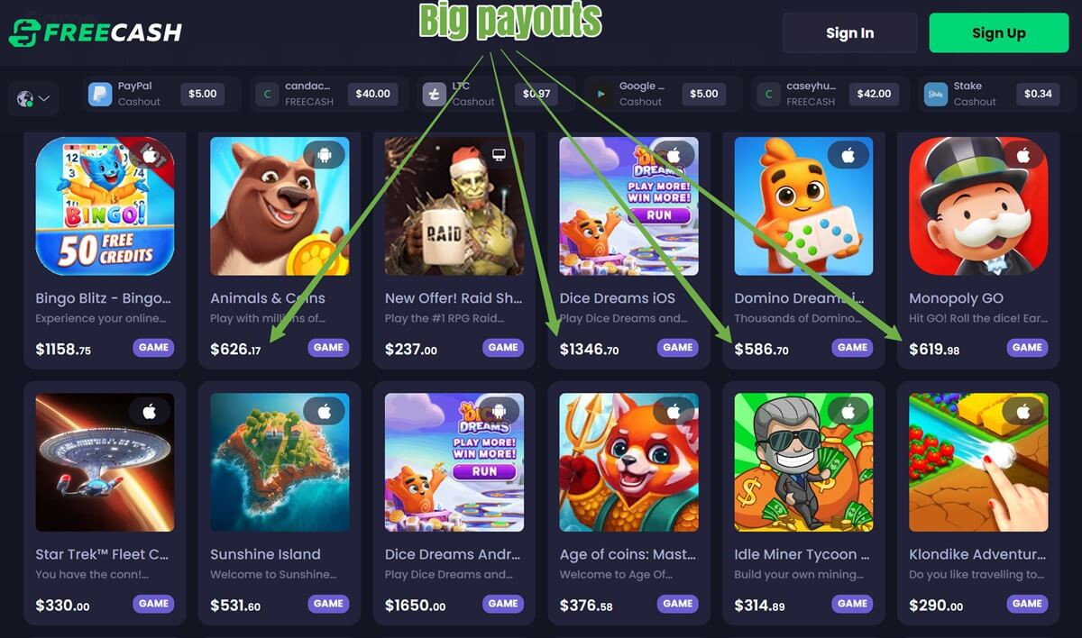Freecash Payouts
