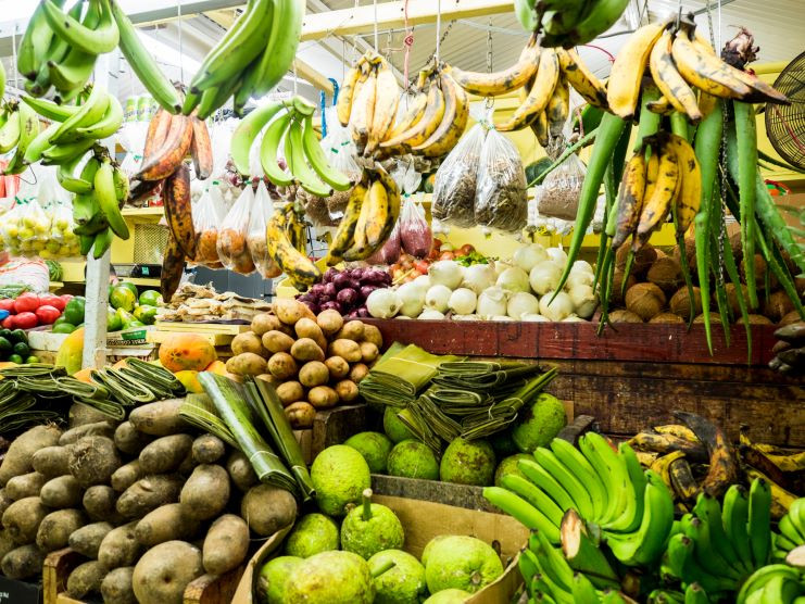Image of a local fruit market in Puerto Rico, showcasing fresh produce