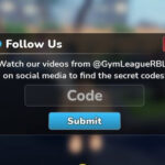 Gym League codes redemption screen screenshot from in-game