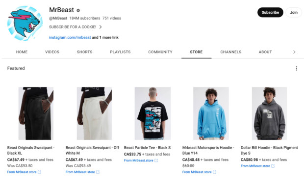 MrBeast YouTube Store Merch clothing