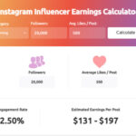 Instagram influencer earnings example - Instagram Money Calculator