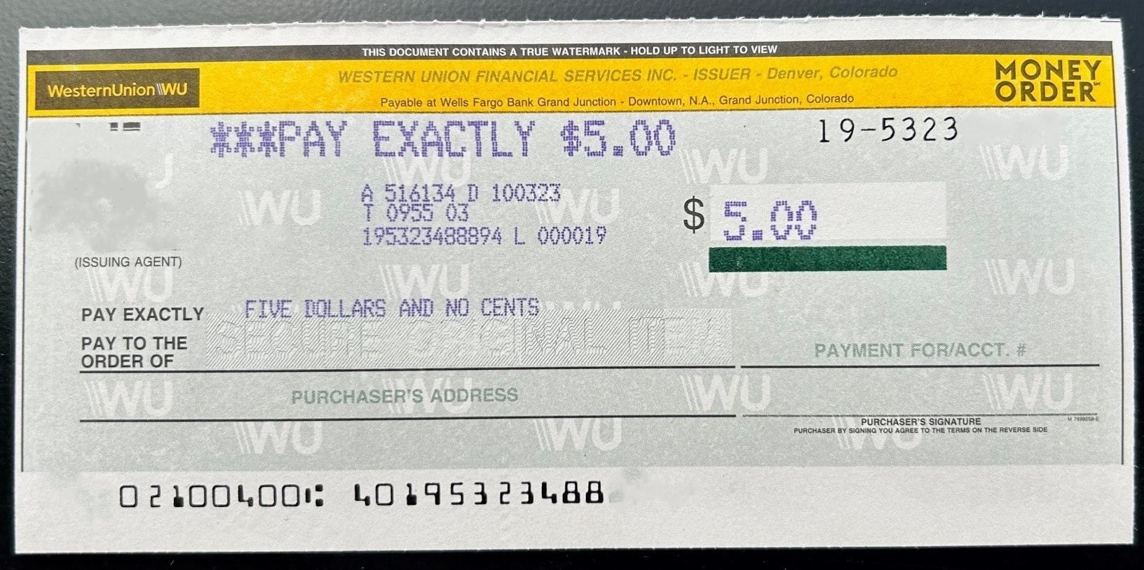 A close-up of the signature line on a money order, highlighting its importance