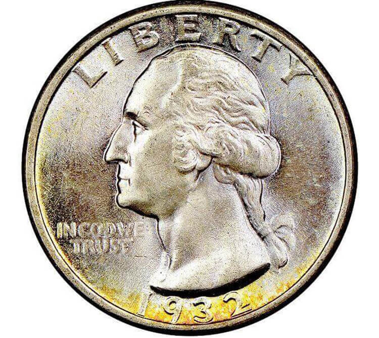 Front and back of the 1932 Washington Quarter.
