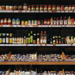 Grocery store aisle filled with various food items