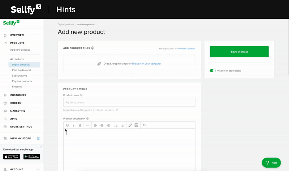 Adding products to your Sellfy store